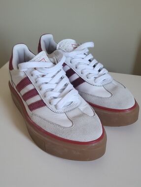 adidas Originals Sleek Super Sneakers In Burgundy & White, Size 5 1/2